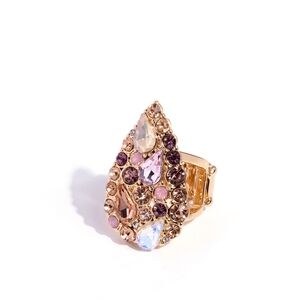 Paparazzi Gold and Pink Teardrop Ring Gatsby Gamut Fashion Jewelry